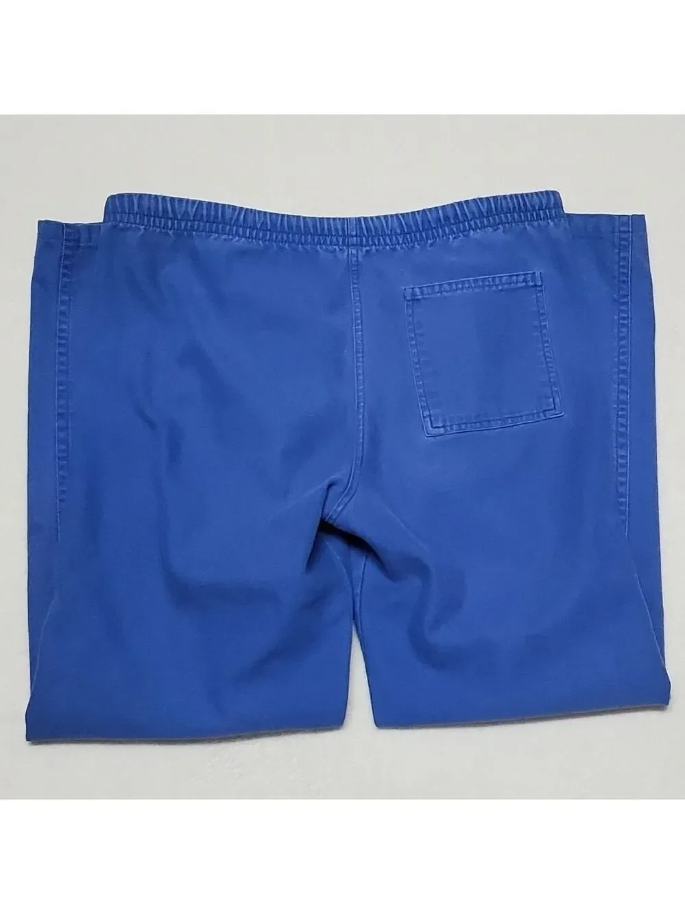 VINTAGE 90s Durable Blue Cotton Mid Rise Tie-Waist Straight Tapered Leg Pants 30